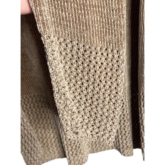 CLIO Sweater Knit Size Small Tan Crew Neck Long Sleeve Boho Chic Flaw - Picture 5 of 15